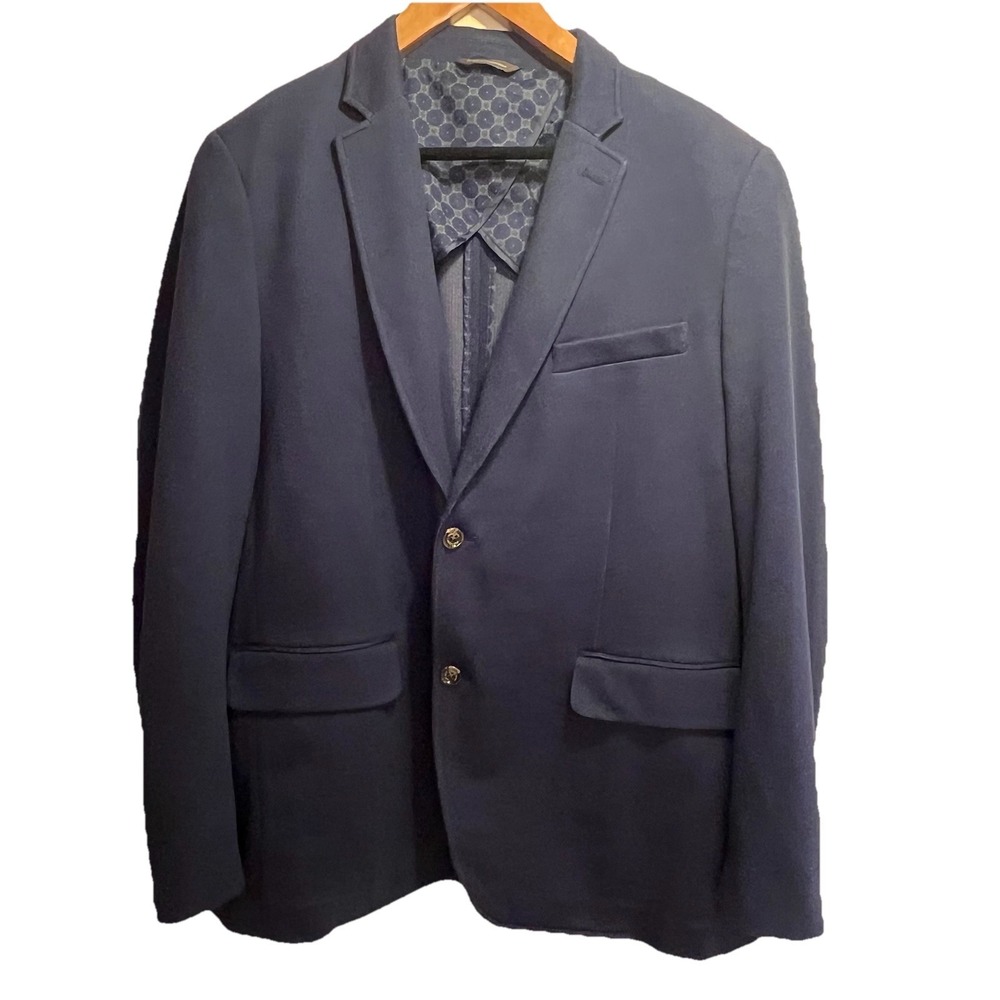 Tasso Elba Men's‎ Navy Sport Coat Blazer Cotton 2 Button Jacket 2 Vent  XXL NWT